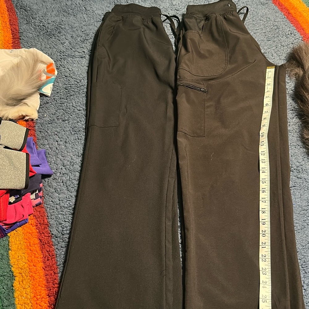 2 pair women’s small black scrubs. Elastic waist.